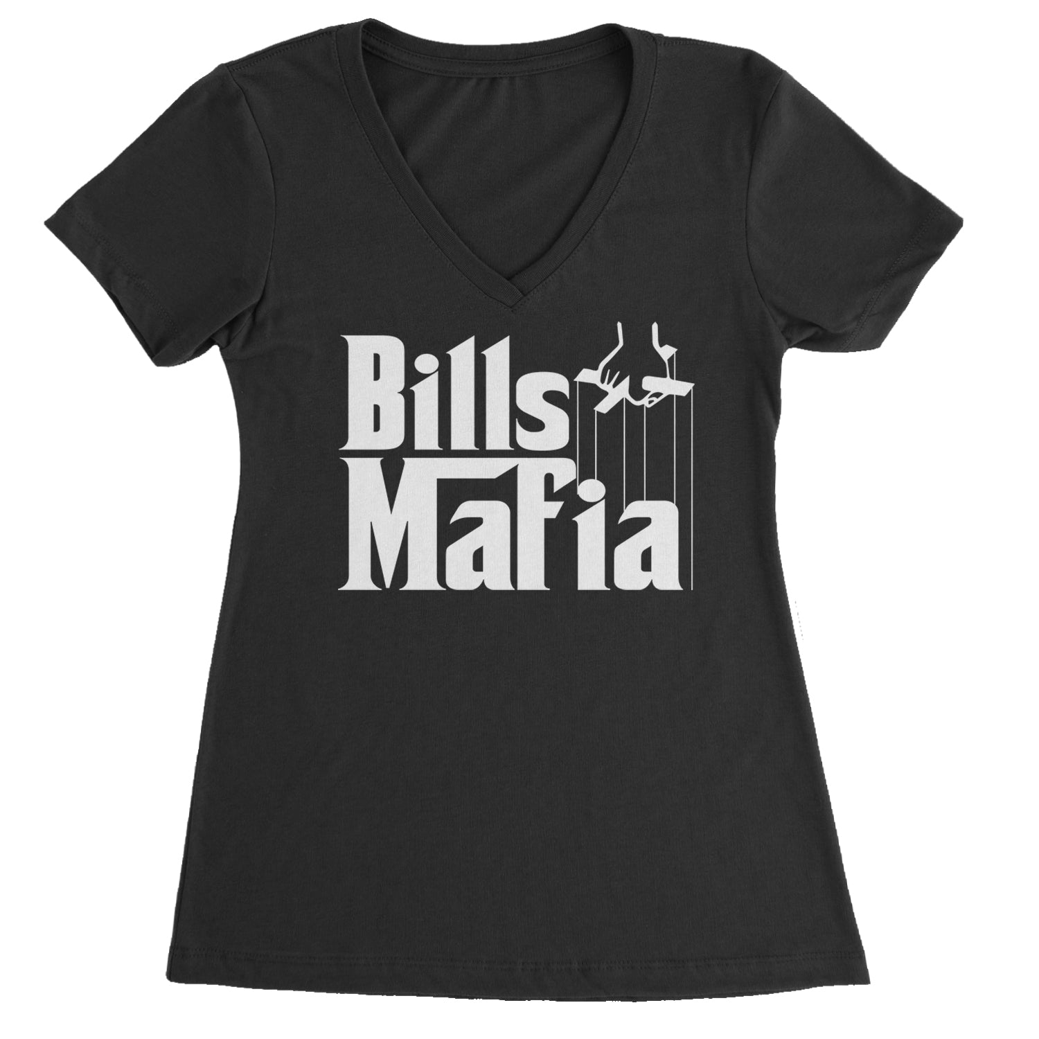 Mafia Bills Mafia Godfather Ladies V-Neck T-shirt Black