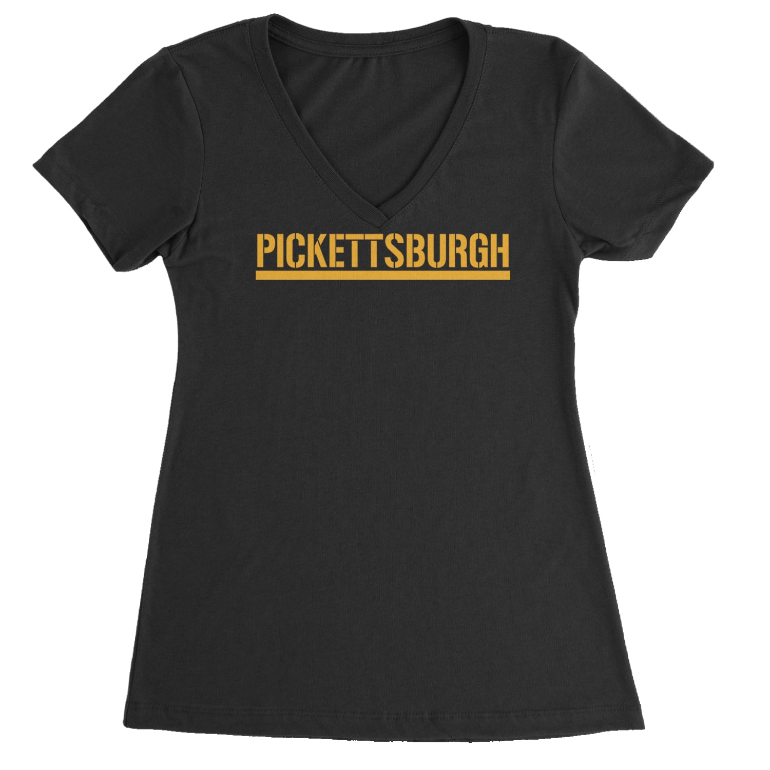 Pickettsburgh Pittsburgh Football Ladies V-Neck T-shirt Black