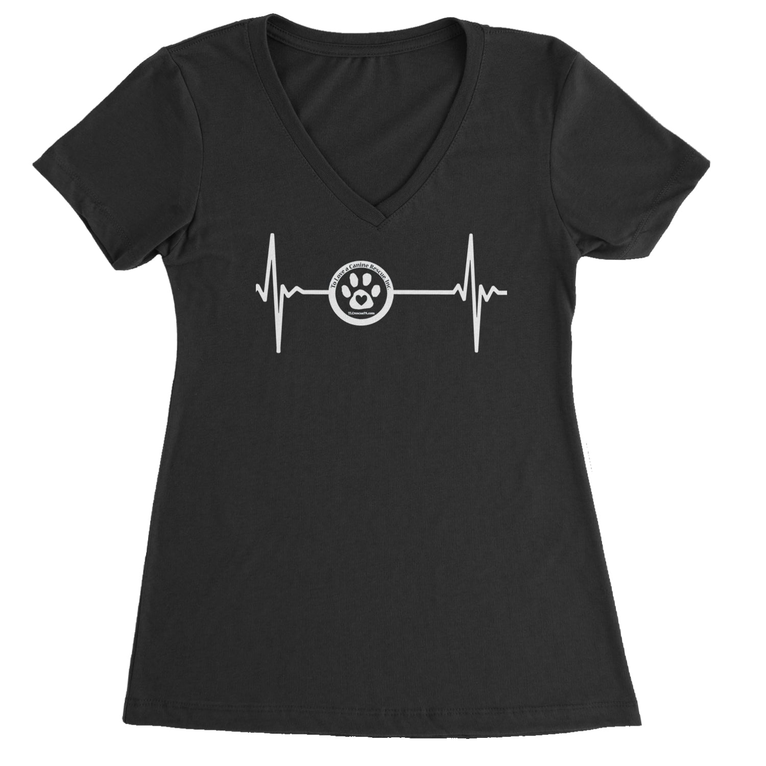 TLC Rescue Heartbeat Ladies V-Neck T-shirt Black