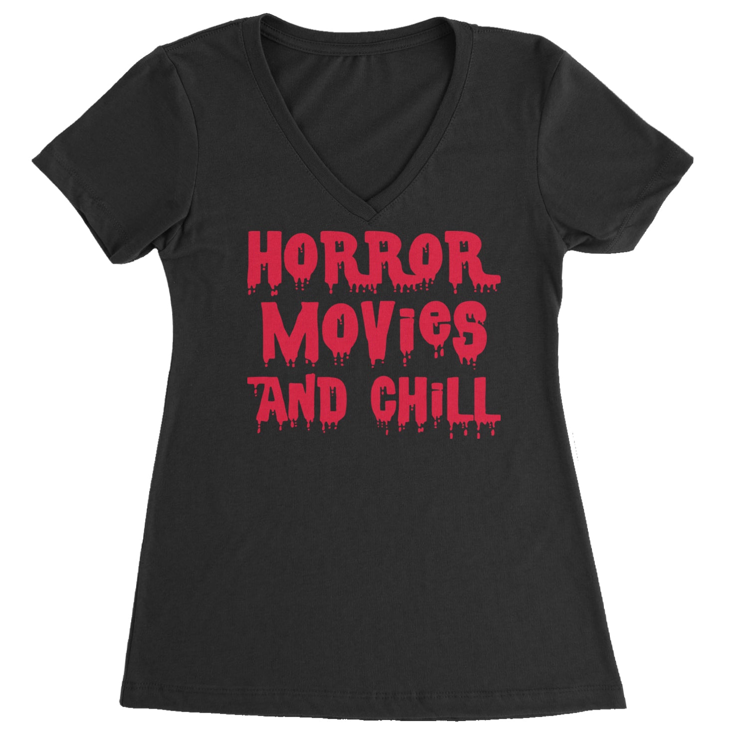 Horror Movies and Chill Ladies V-Neck T-shirt Black