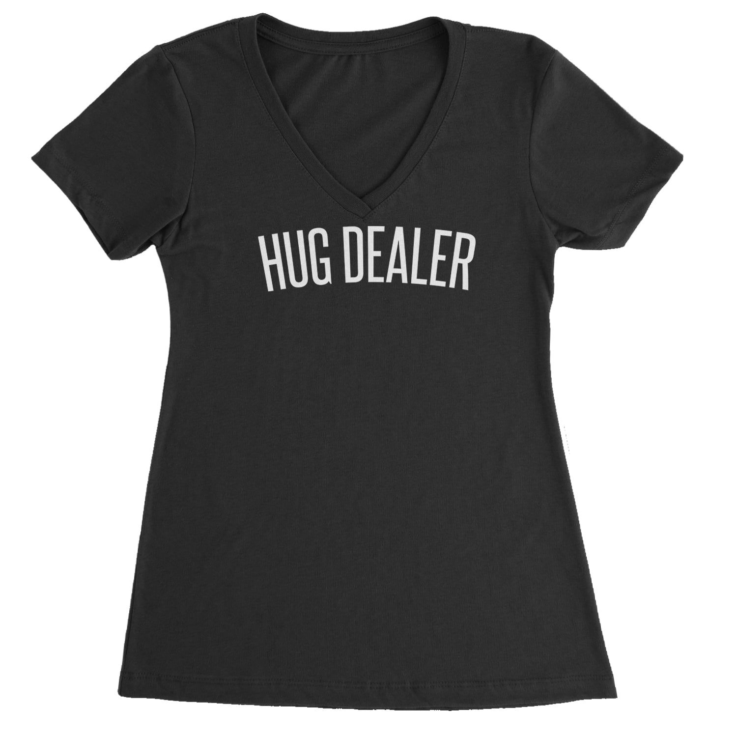 Hug Dealer Funny Hug Lover Ladies V-Neck T-shirt Black