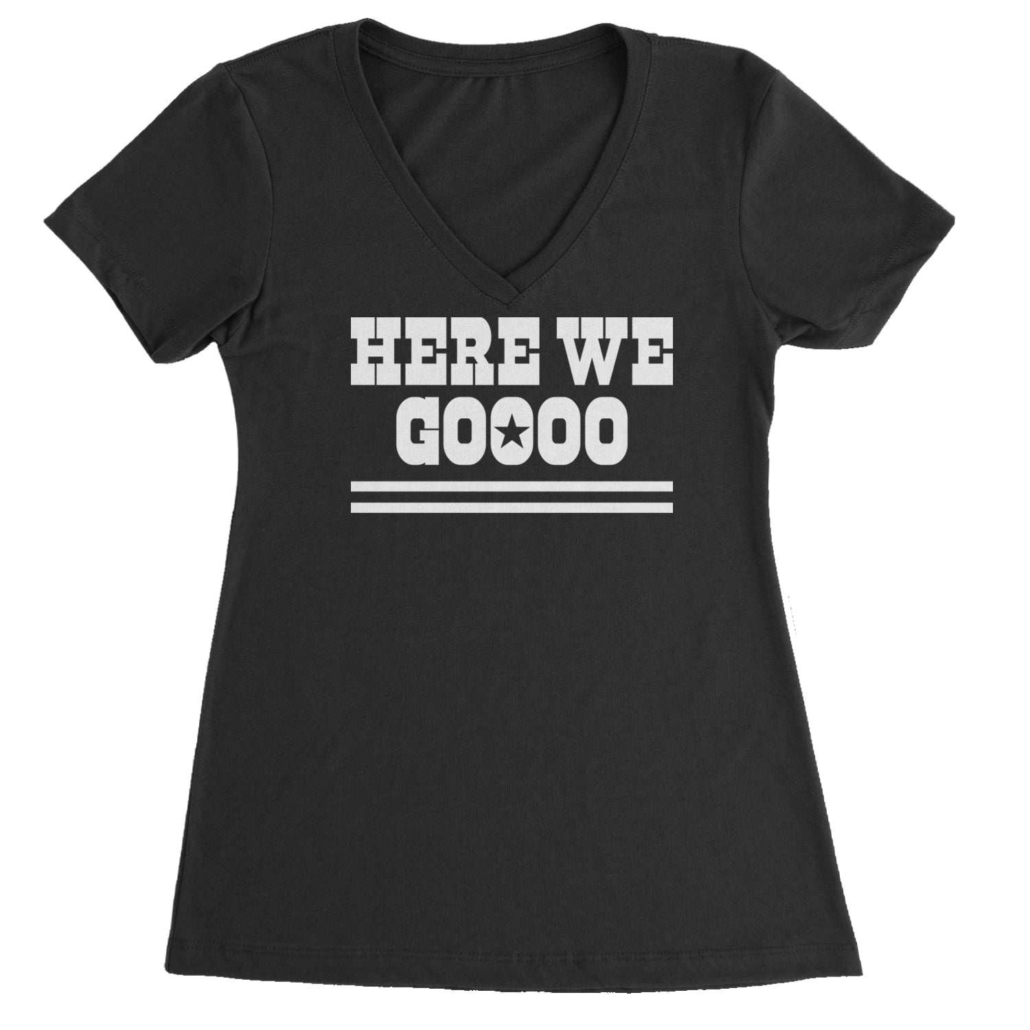 Here We Go Dem Boys Dallas Football Ladies V-Neck T-shirt Black
