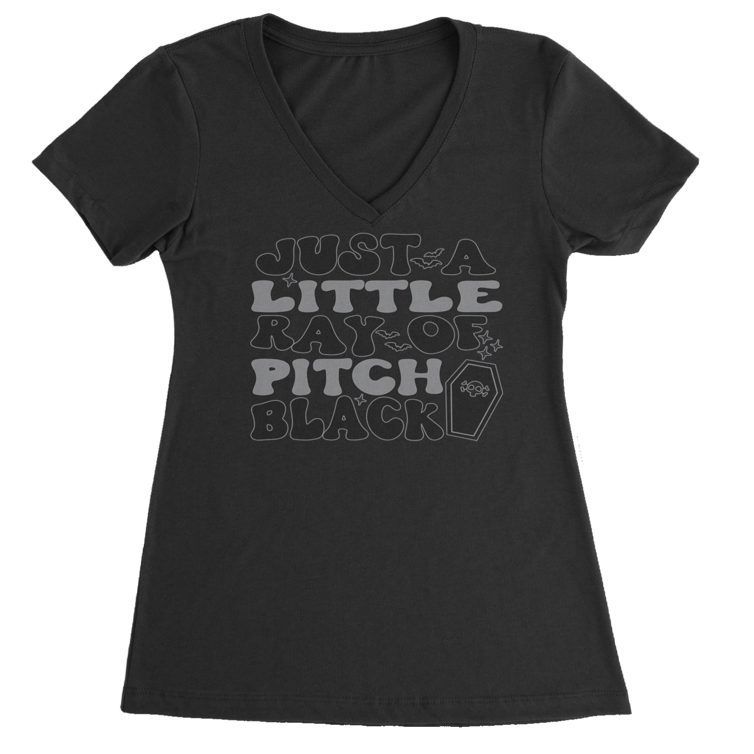 Just A Little Ray of Pitch Black Ladies V-Neck T-shirt Black