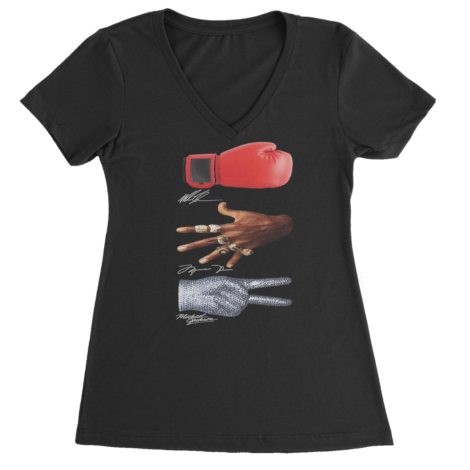 Tyson Jordan Jackson Iconic Michaels Ladies V-Neck T-shirt Black