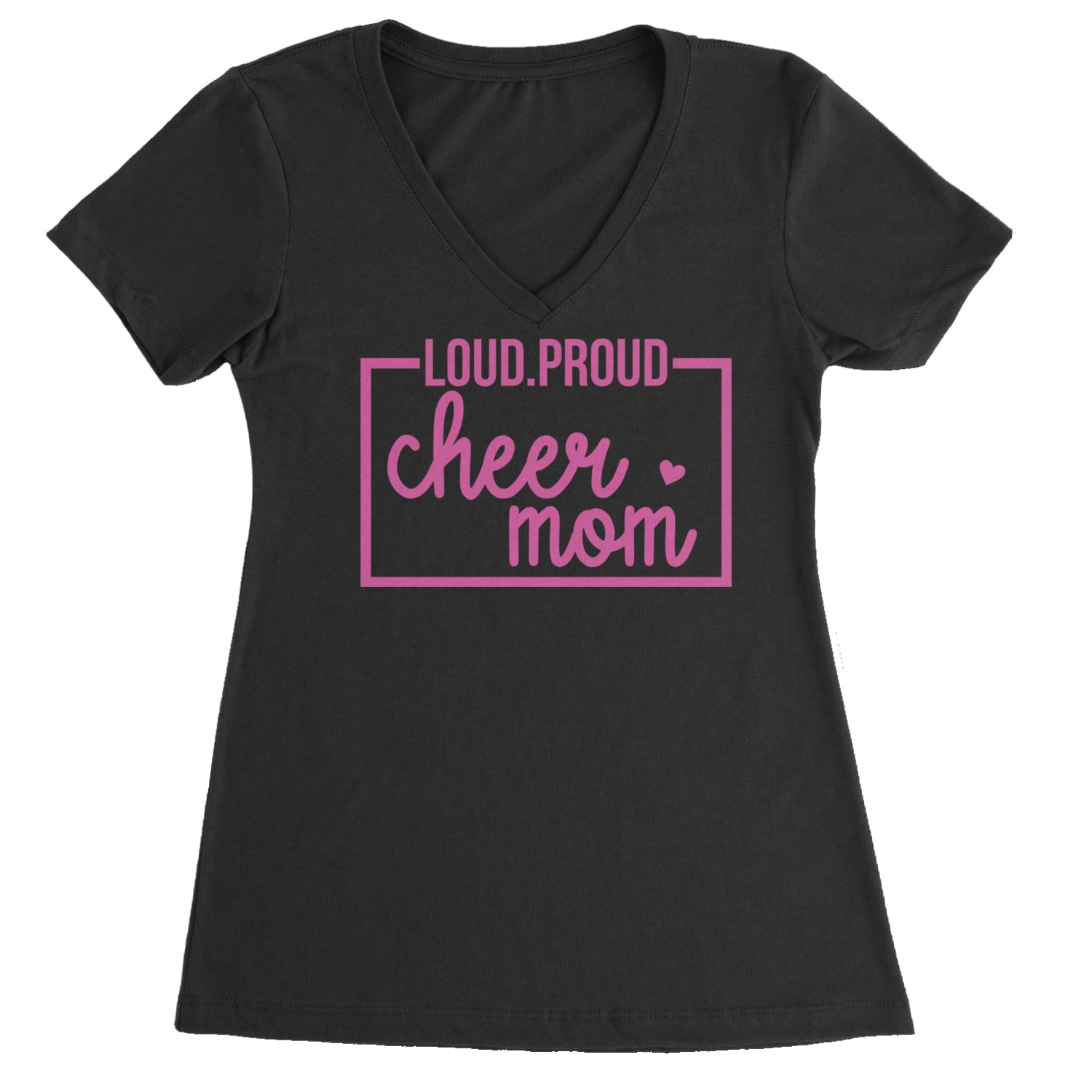 Loud Proud Cheerleader Mom Ladies V-Neck T-shirt Black