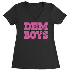 Dem Boys Hot Pink Dallas  Ladies V-Neck T-shirt Black