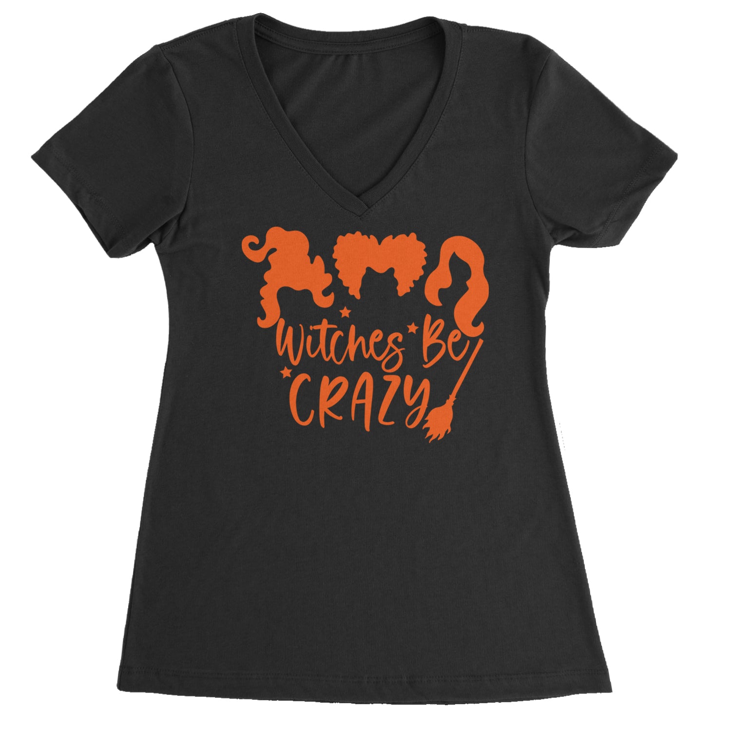 Witches Be Crazy Hocus Pocus Ladies V-Neck T-shirt Black