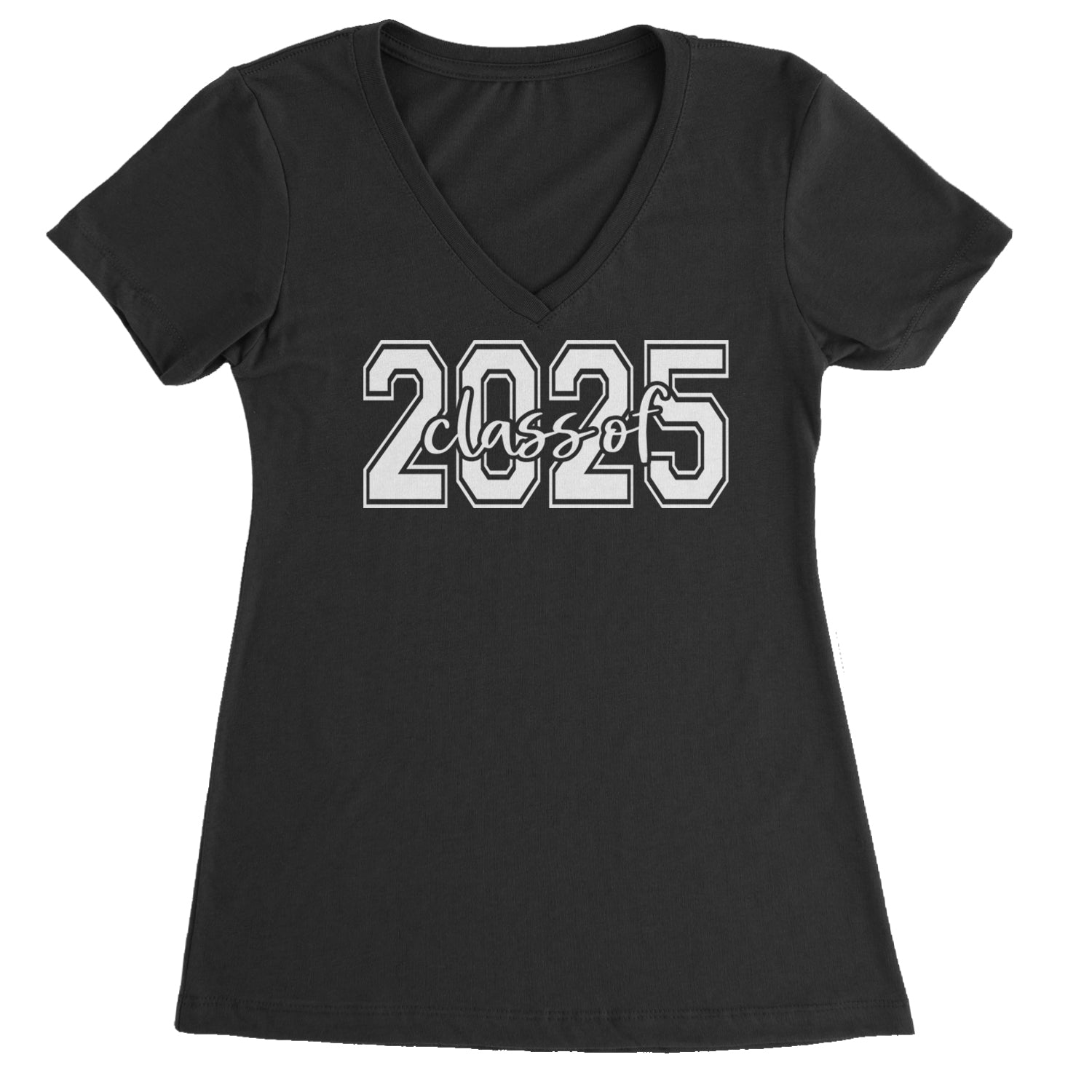 Class Of 2025 Graduation Ladies V-Neck T-shirt Purple