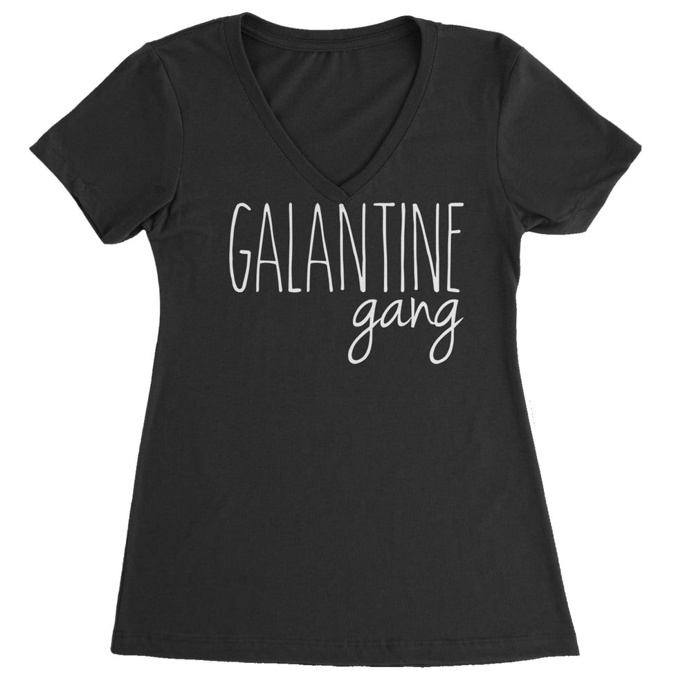 Galentine Gang Valentine's Shirt graphic on Women's Lightweight V-Neck T-Shirt in Black