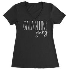 Galentine Gang Valentine's Shirt Ladies V-Neck T-shirt Black