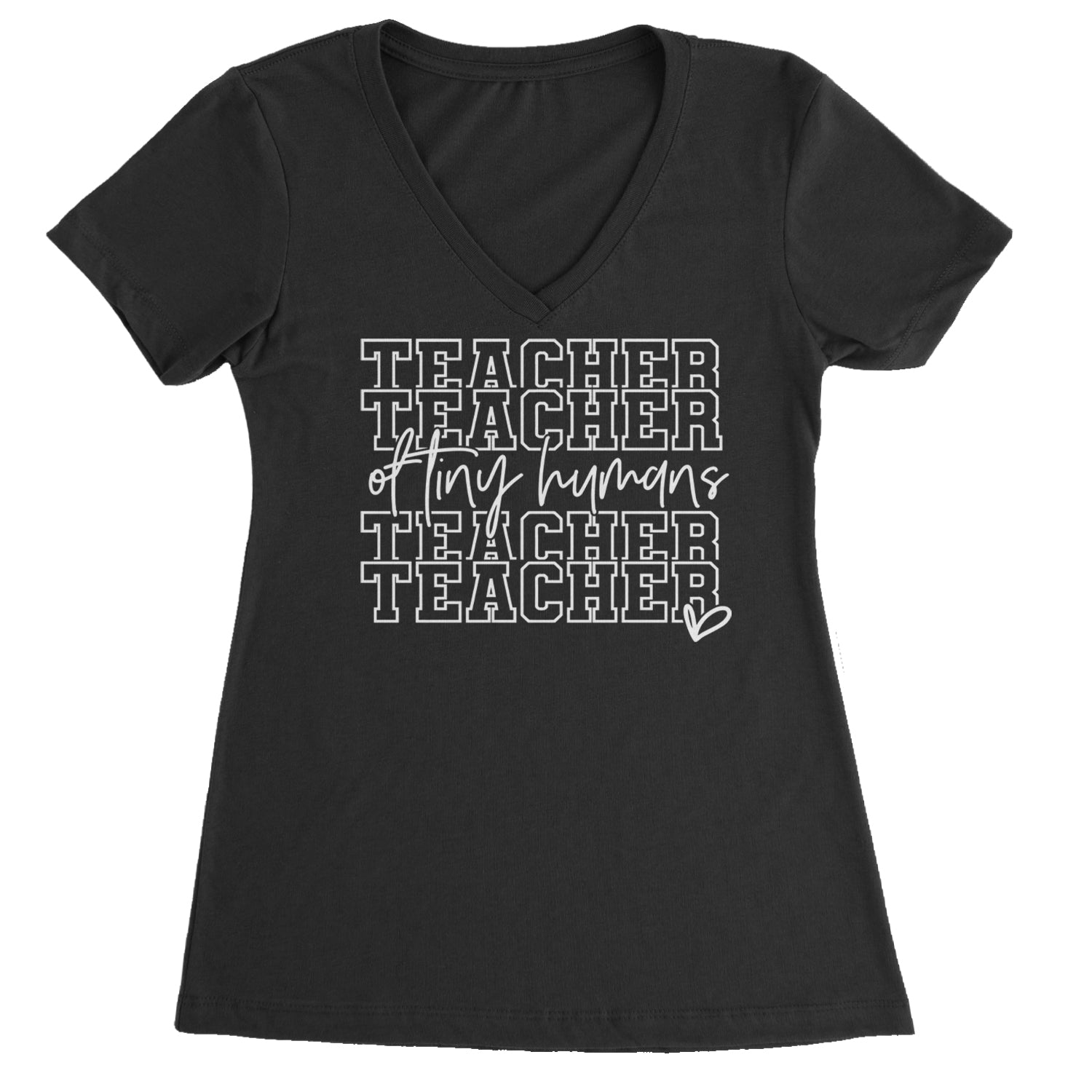 Teacher Of Tiny Humans Ladies V-Neck T-shirt Black