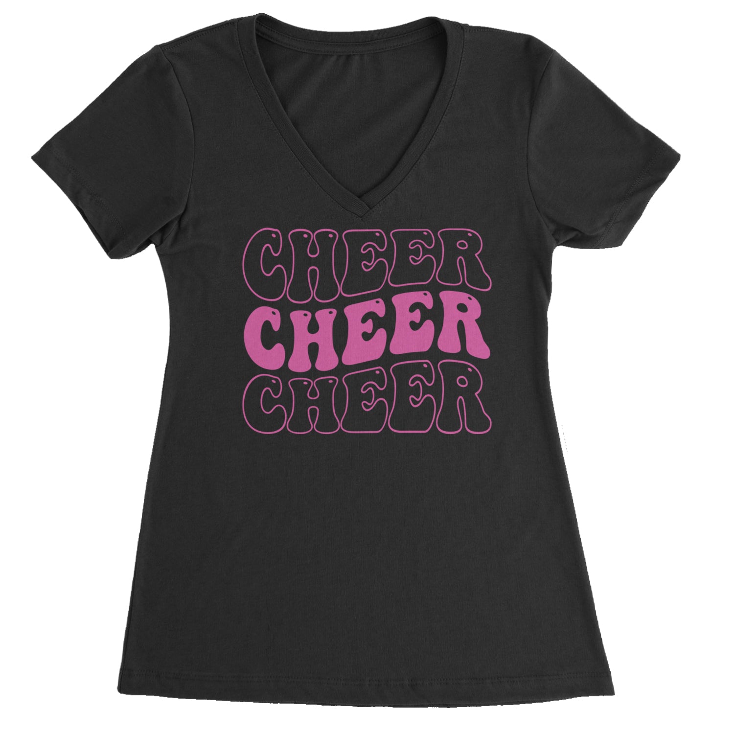 Cheer Cheer Cheer Ladies V-Neck T-shirt Black