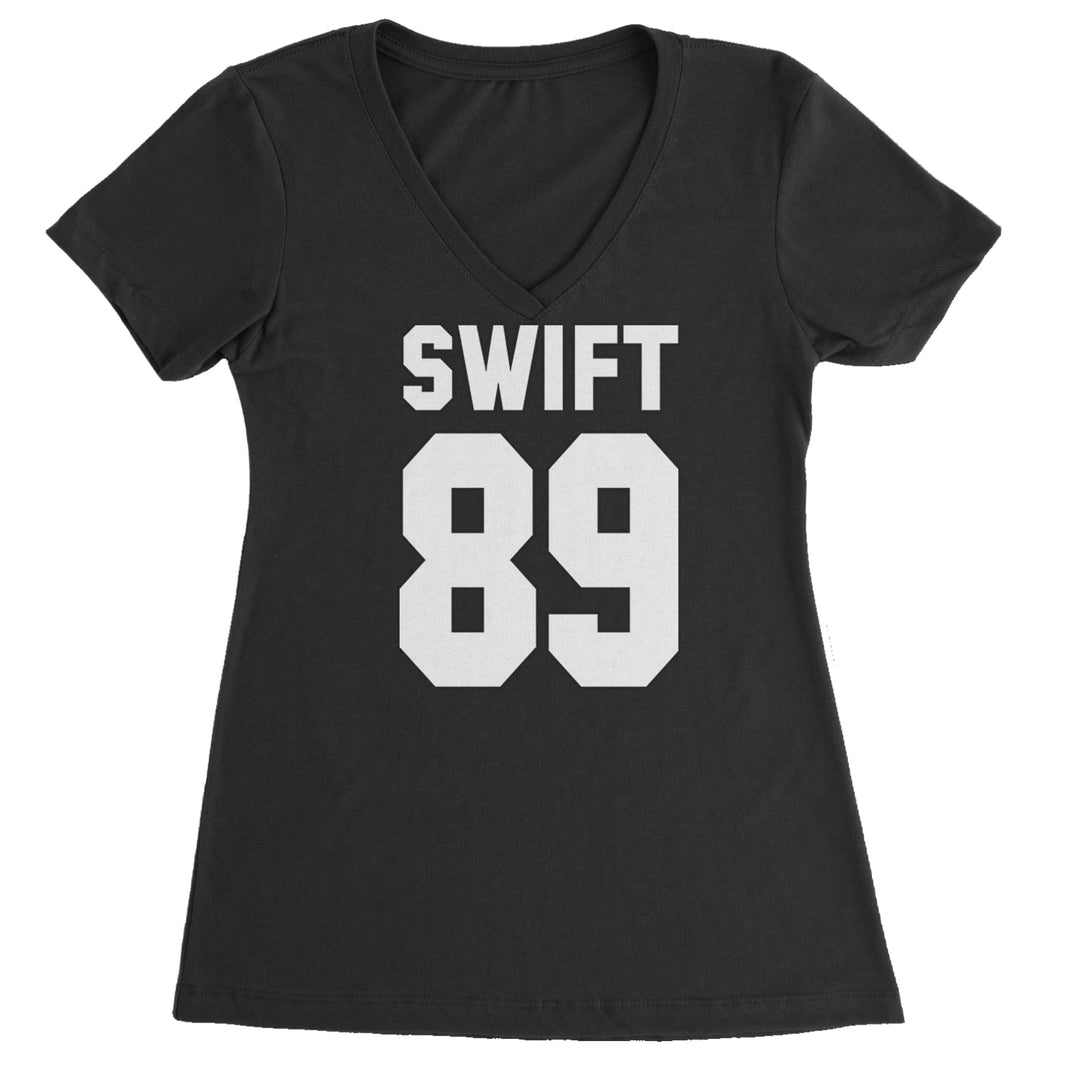Swift 89 Birth Year Music Fan Era Poets Department Lover Ladies V-Neck T-shirt Black
