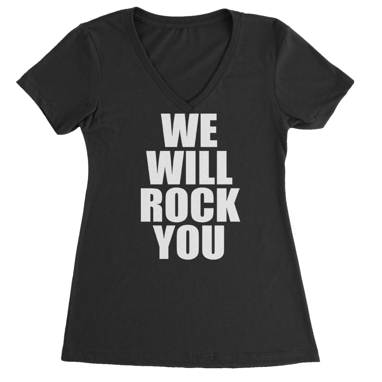 We Will Rock You Ladies V-Neck T-shirt Black