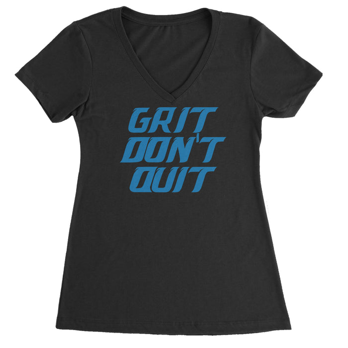 Grit Don't Quit Detroit Grit Ladies V-Neck T-shirt