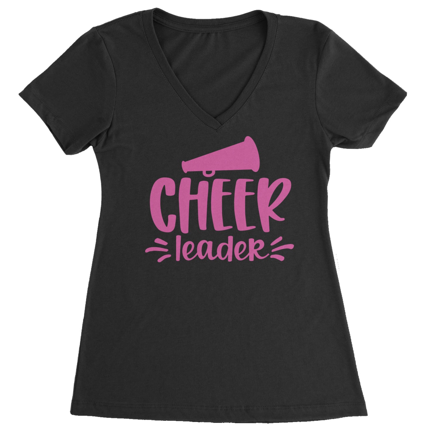 Cheerleader Bullhorn Ladies V-Neck T-shirt Black