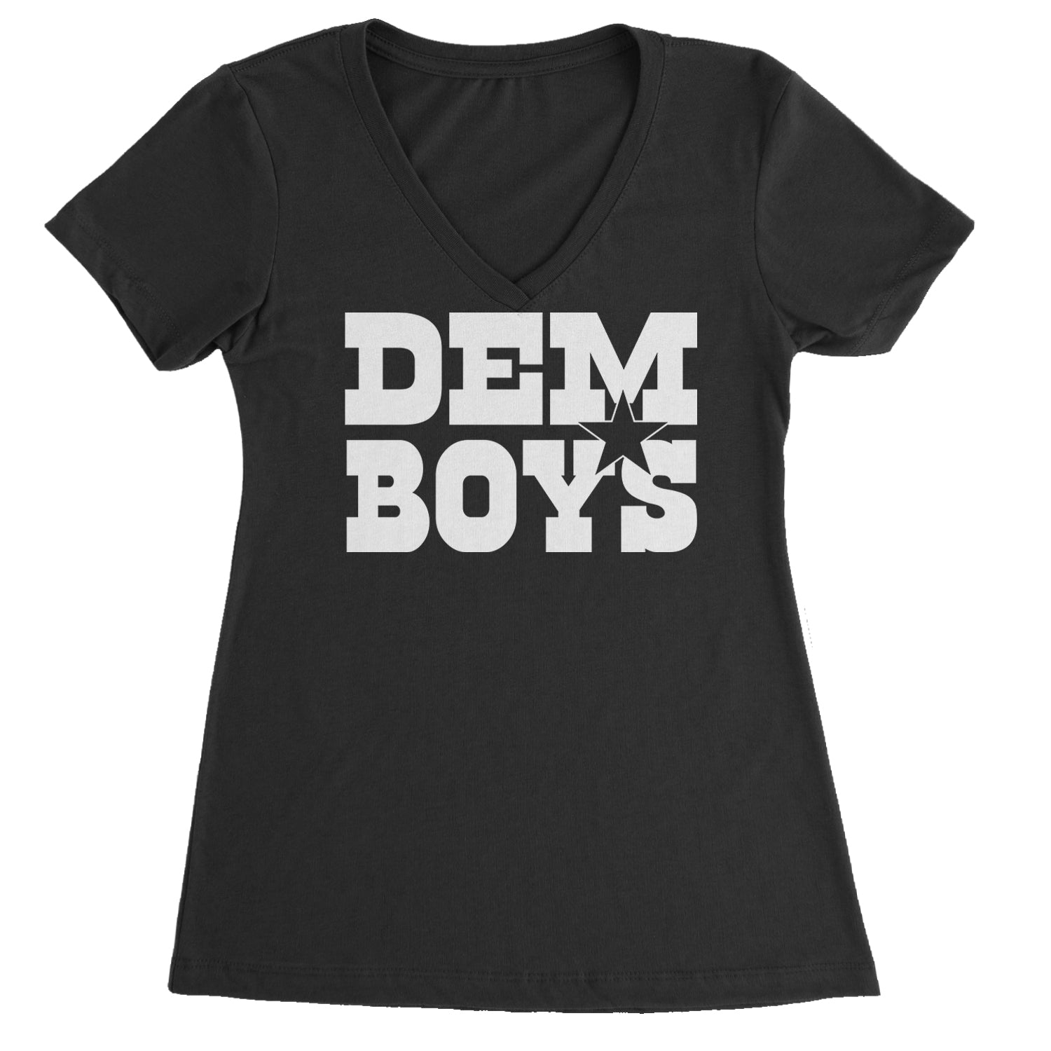 Dem Boys Dallas Football Ladies V-Neck T-shirt Black