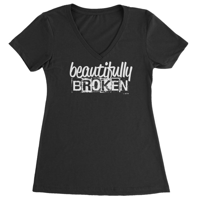 Beautifully Broken Music Ladies V-Neck T-shirt
