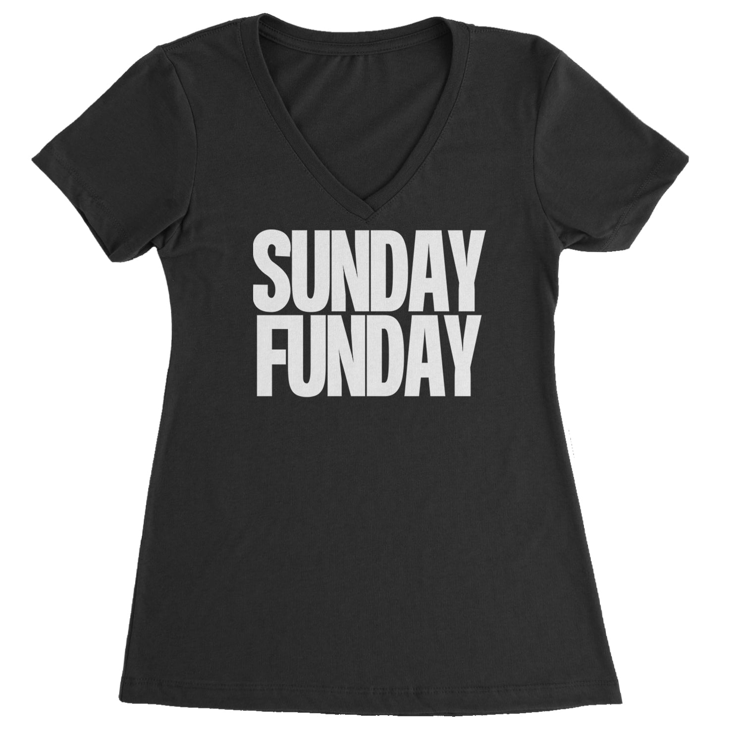 Sunday Funday  Ladies V-Neck T-shirt Black