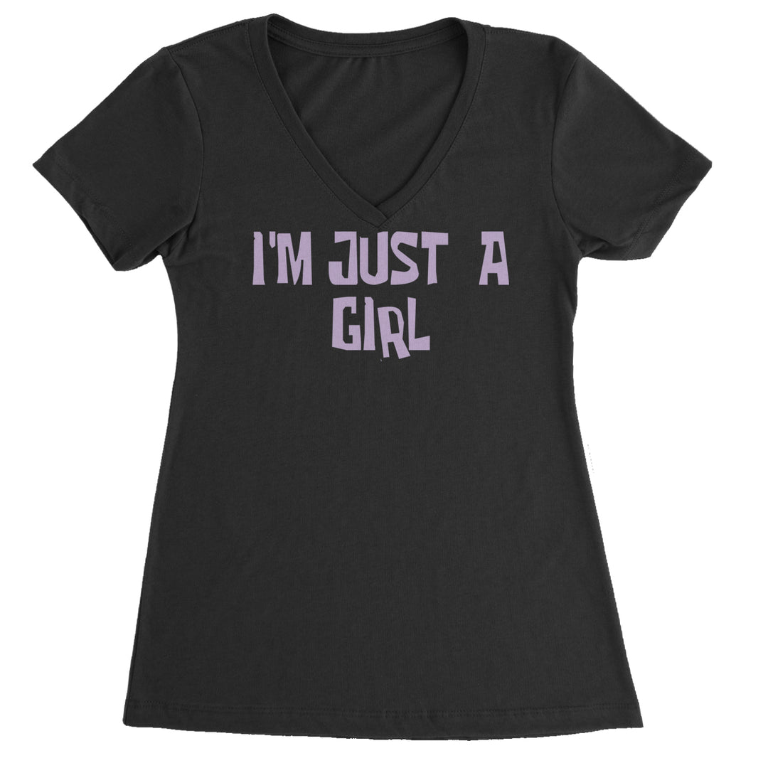 I'm Just A Girl Guts Music Ladies V-Neck T-shirt Black