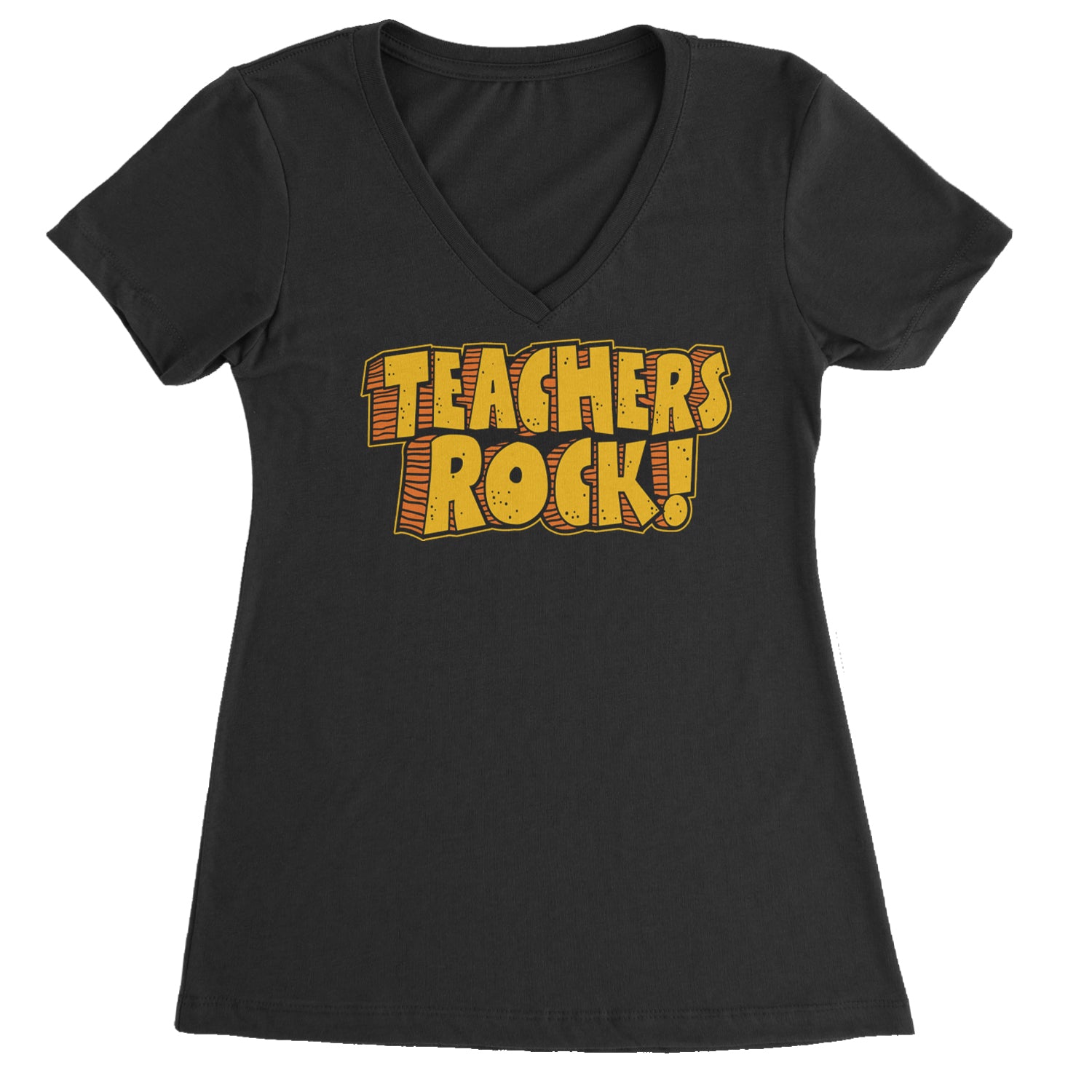 Teachers Rock Retro Ladies V-Neck T-shirt Blue Clouds