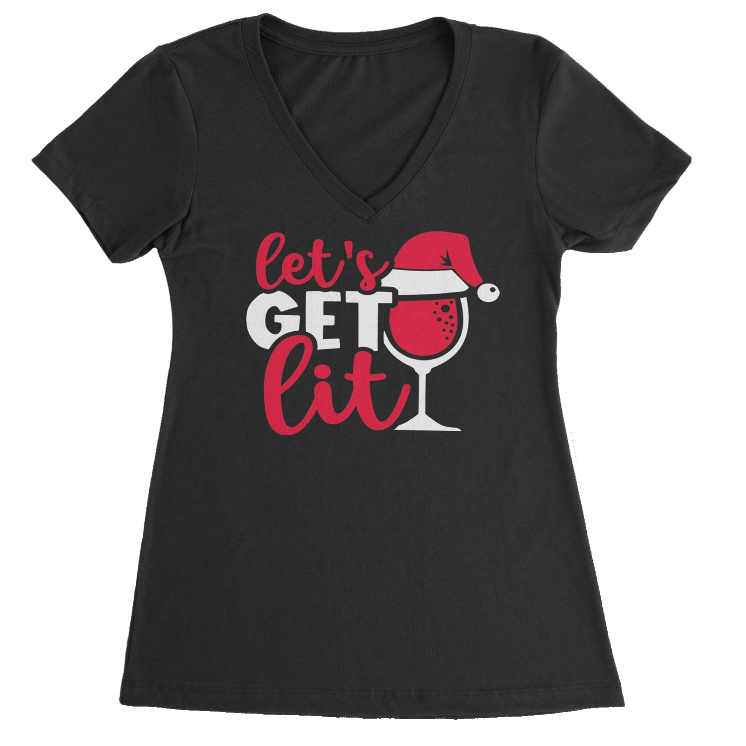 Let’s Get Lit Ladies V-Neck T-shirt Black