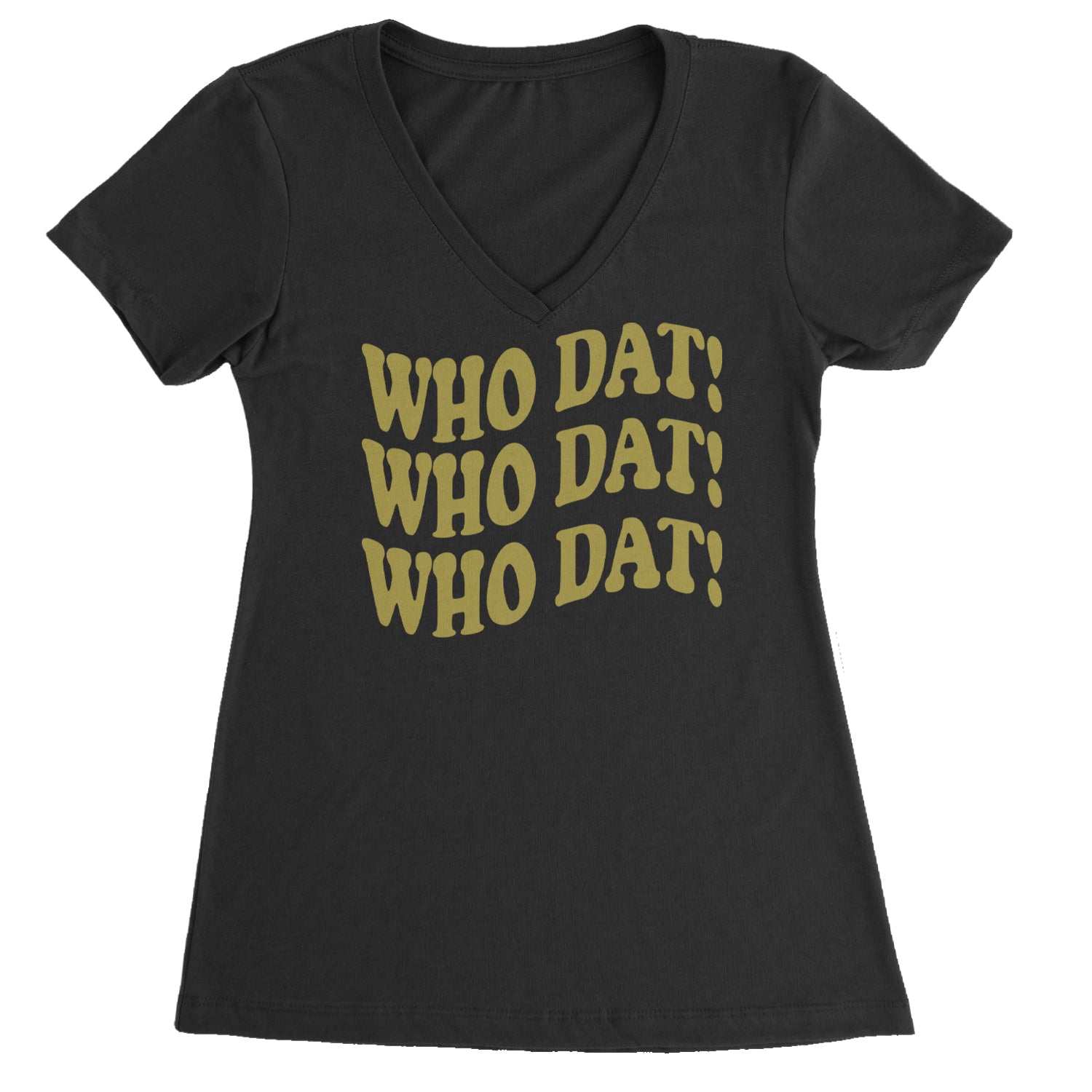 Who Dat Wavy Design Who Dat Nation Ladies V-Neck T-shirt Black