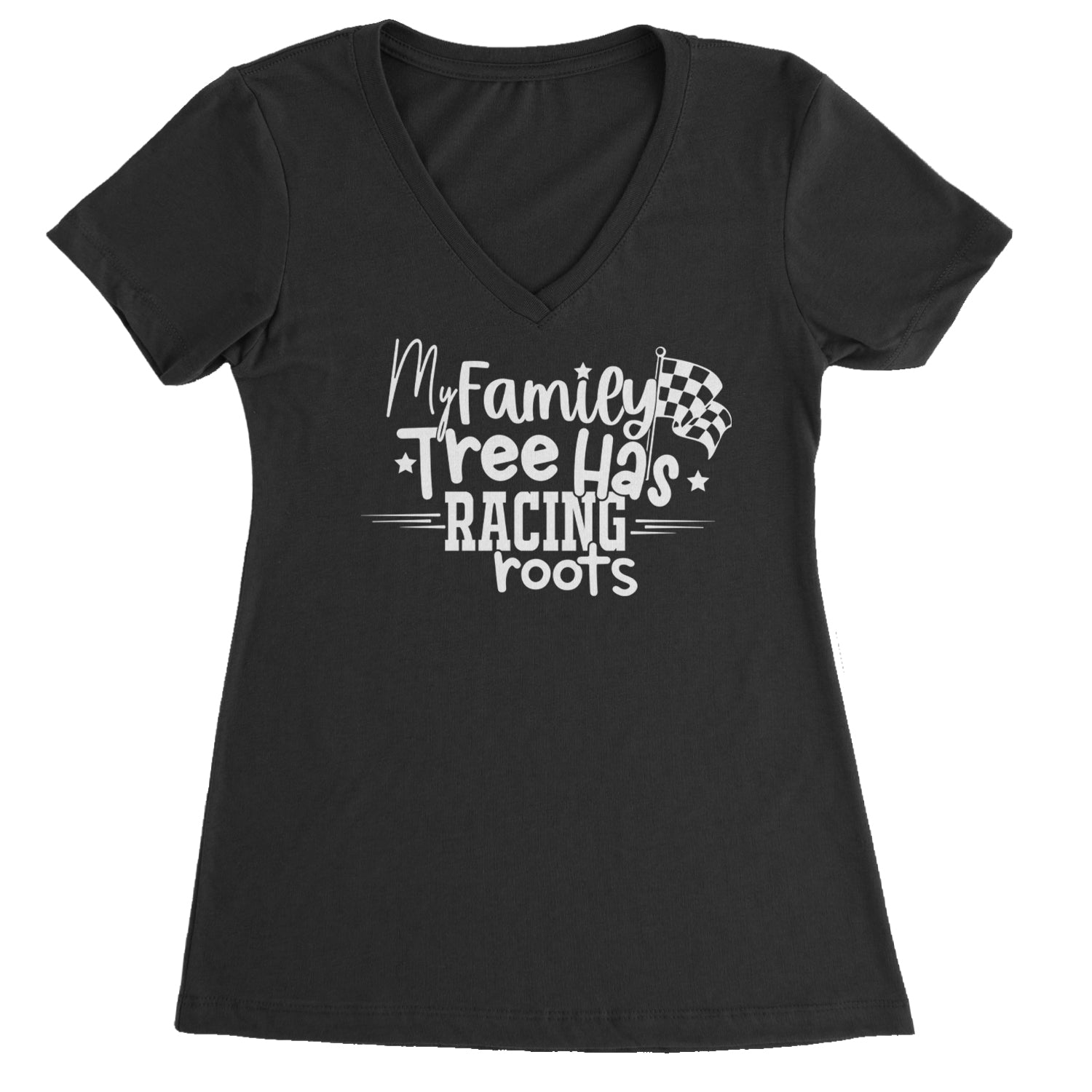 My Family Tree Has Racing Roots Ladies V-Neck T-shirt Black