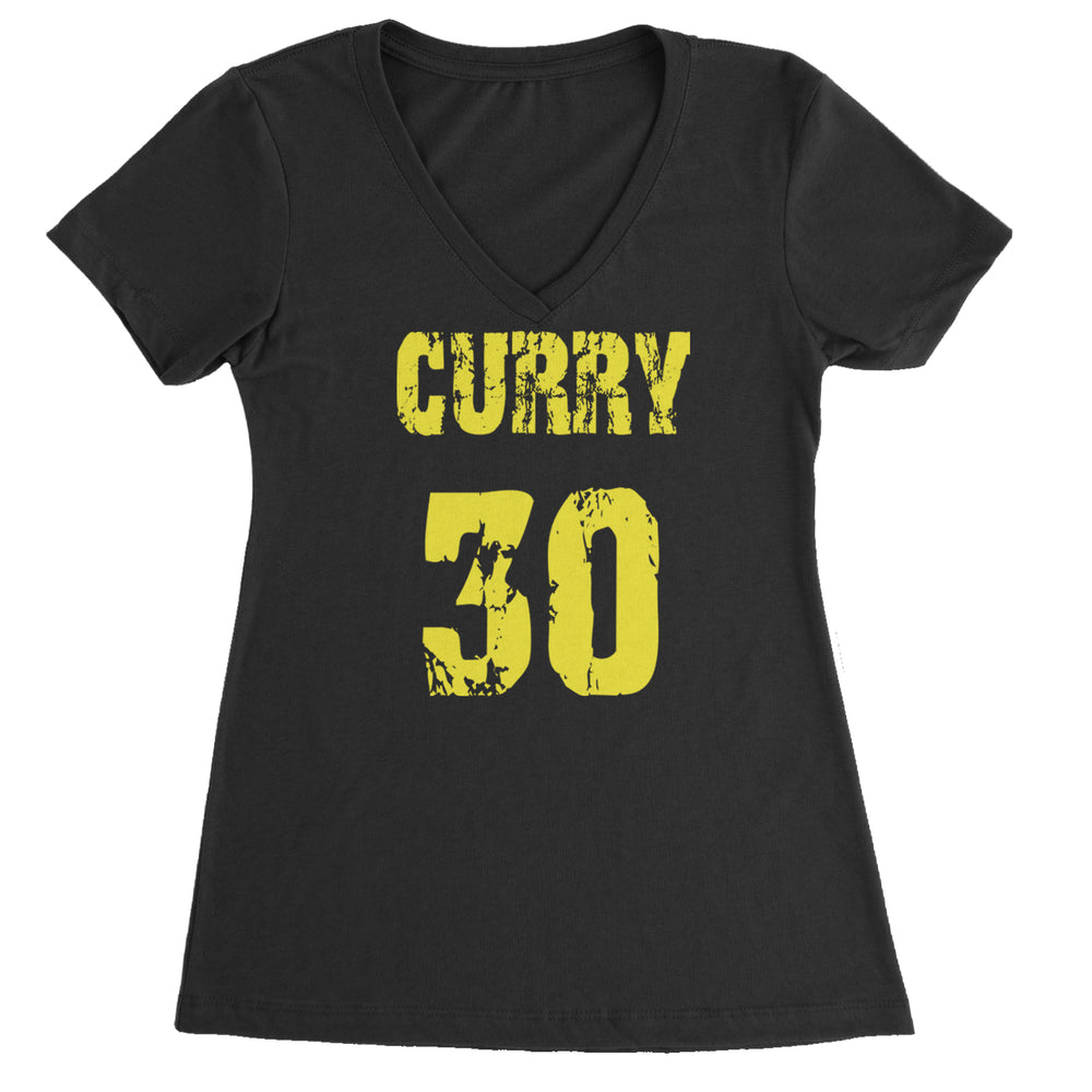 Curry #30 Ladies V-Neck T-shirt Black