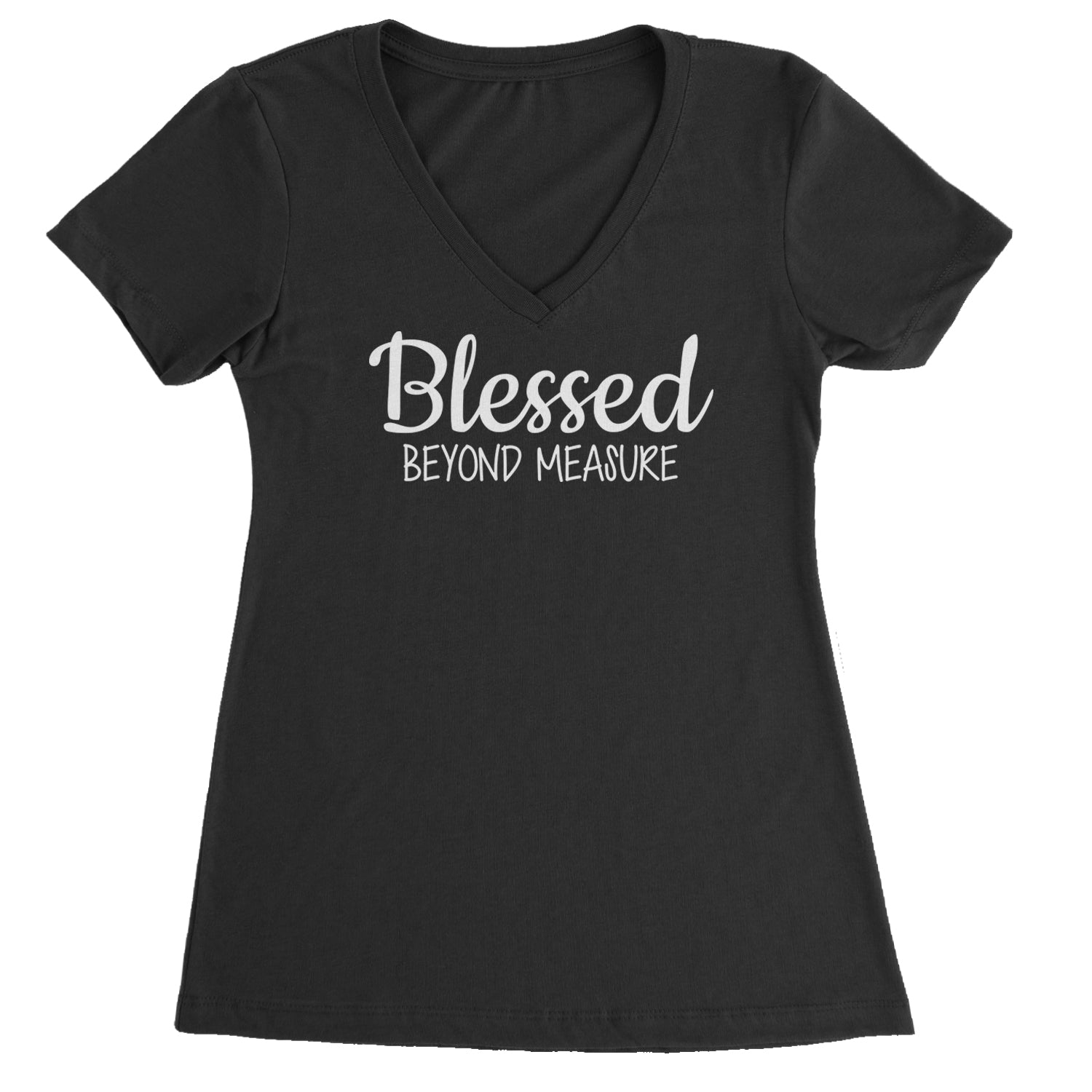 Blessed Beyond Measure Ladies V-Neck T-shirt Black