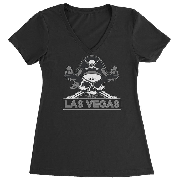 Raider Skull Straight Outta Las Vegas Ladies V-Neck T-shirt