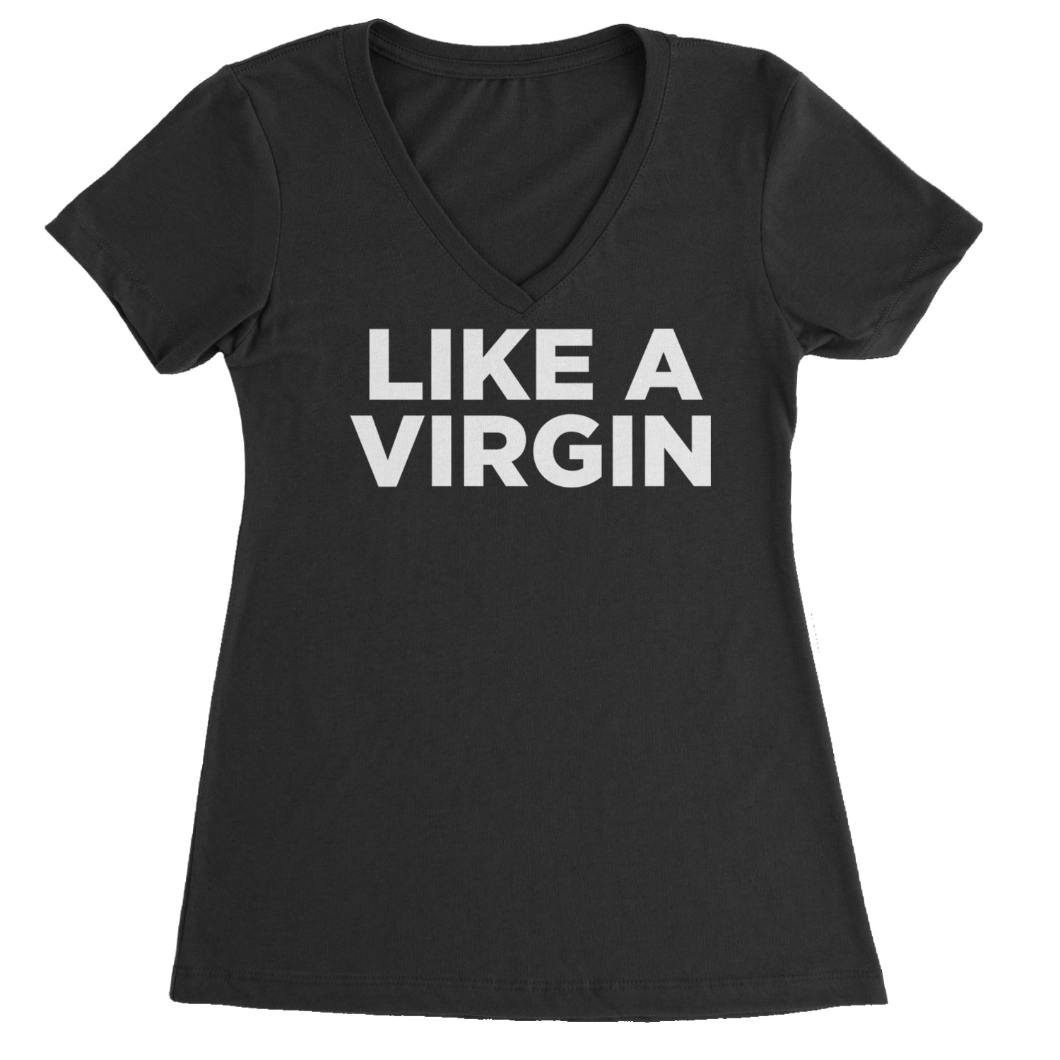 Like A Virgin Material Girl Celebration Ladies V-Neck T-shirt Black