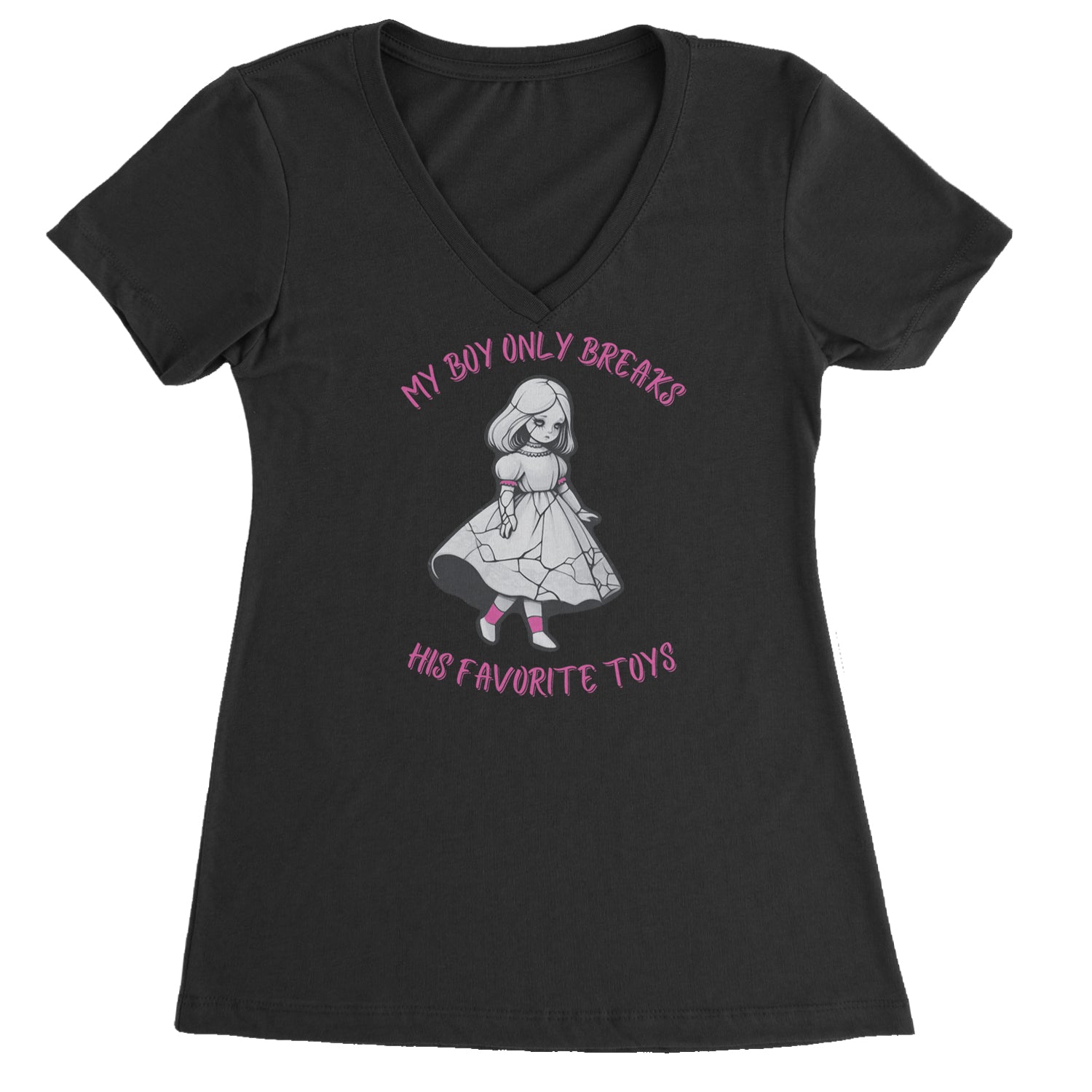 My Boy Only Breaks His Favorite Toys TTPD Music Ladies V-Neck T-shirt Black