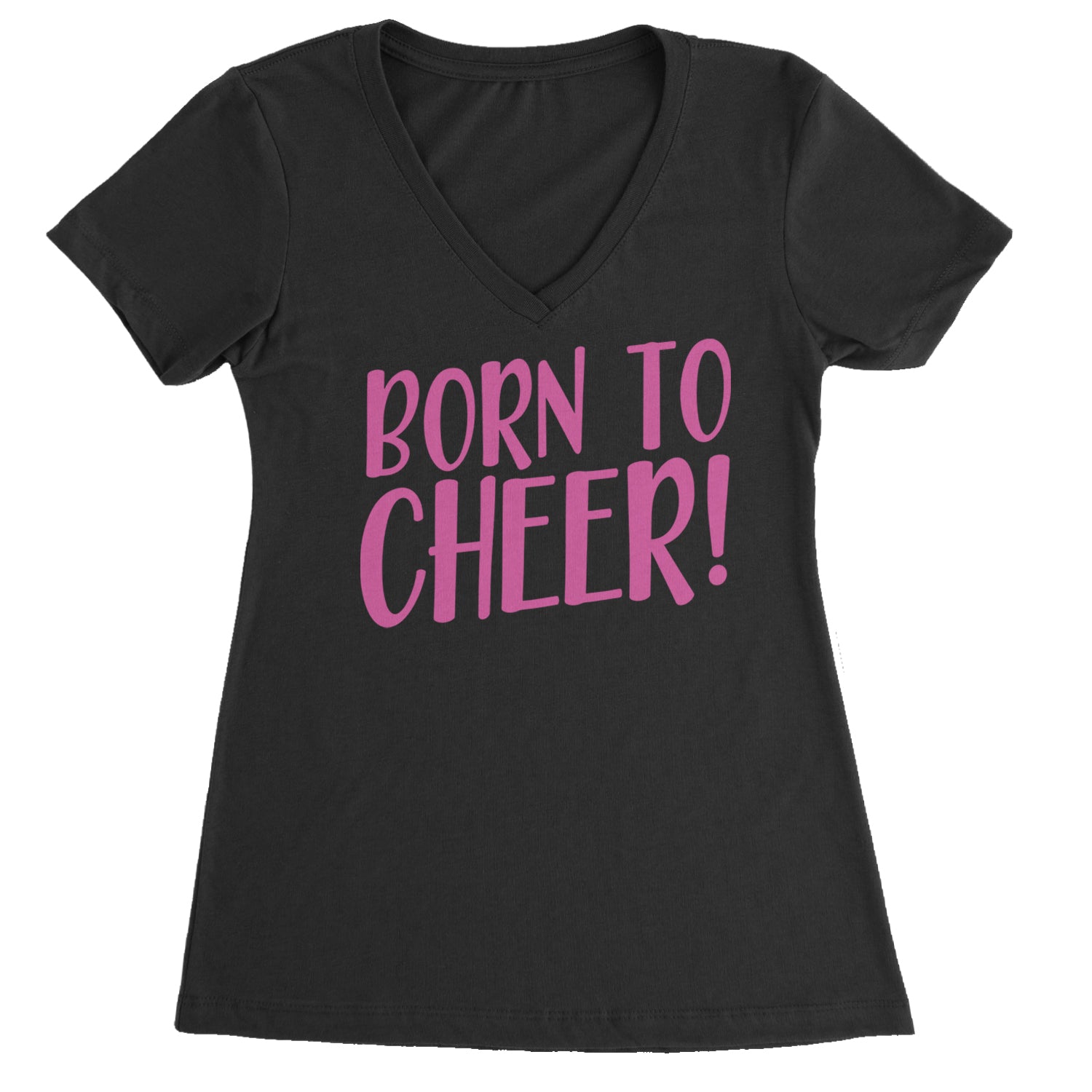 Born To Cheer Ladies V-Neck T-shirt Black