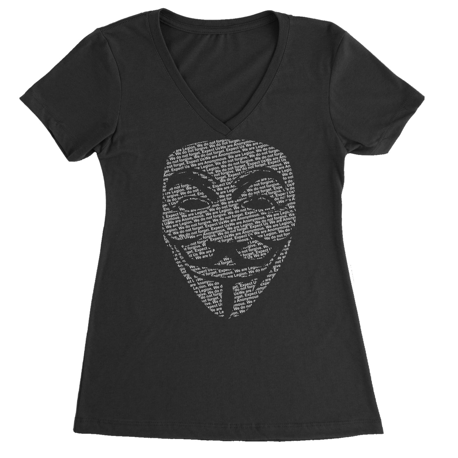 V For Vendetta Anonymous Mask Ladies V-Neck T-shirt Black