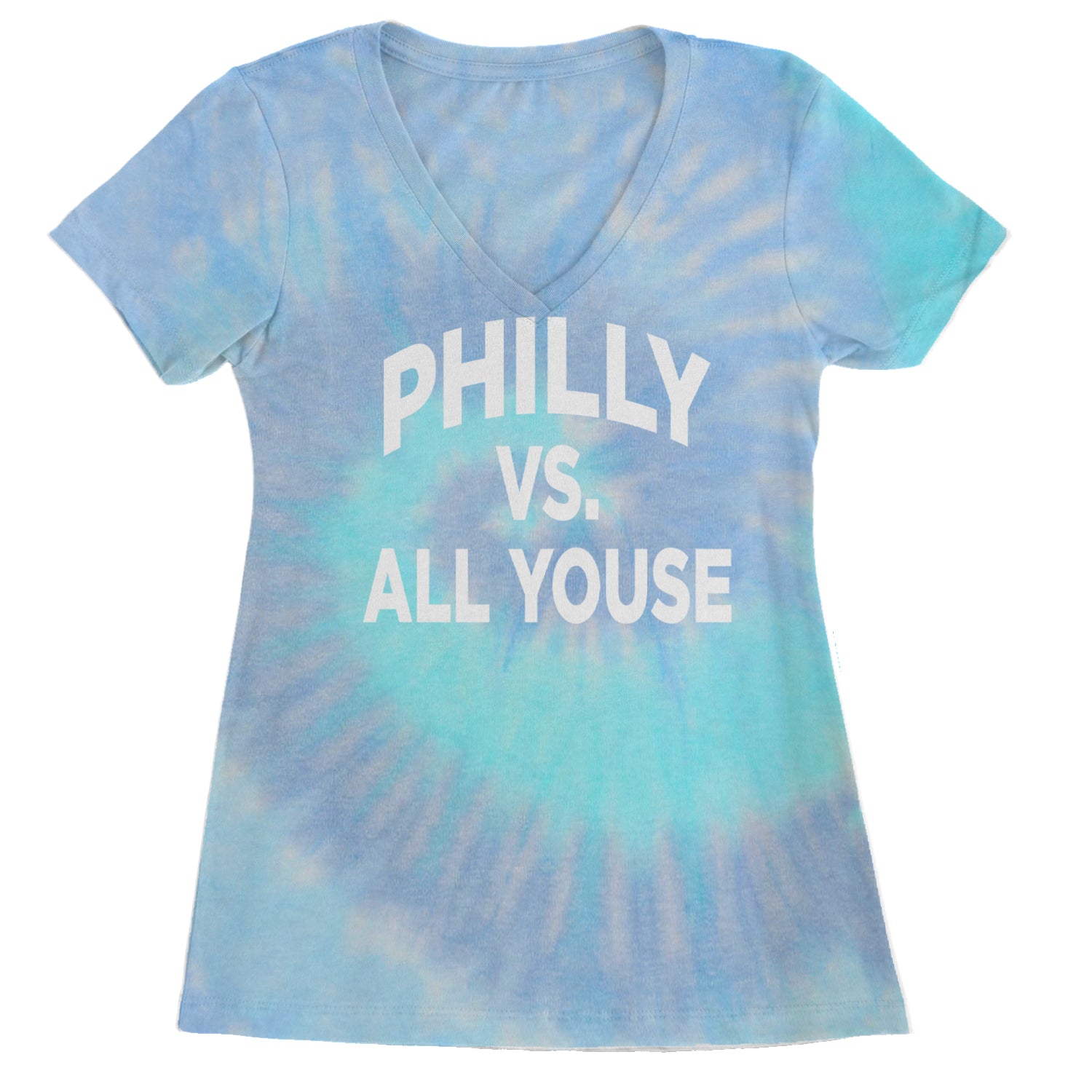 Philly Vs. All Youse Philly Thing Ladies V-Neck T-shirt Blue Clouds