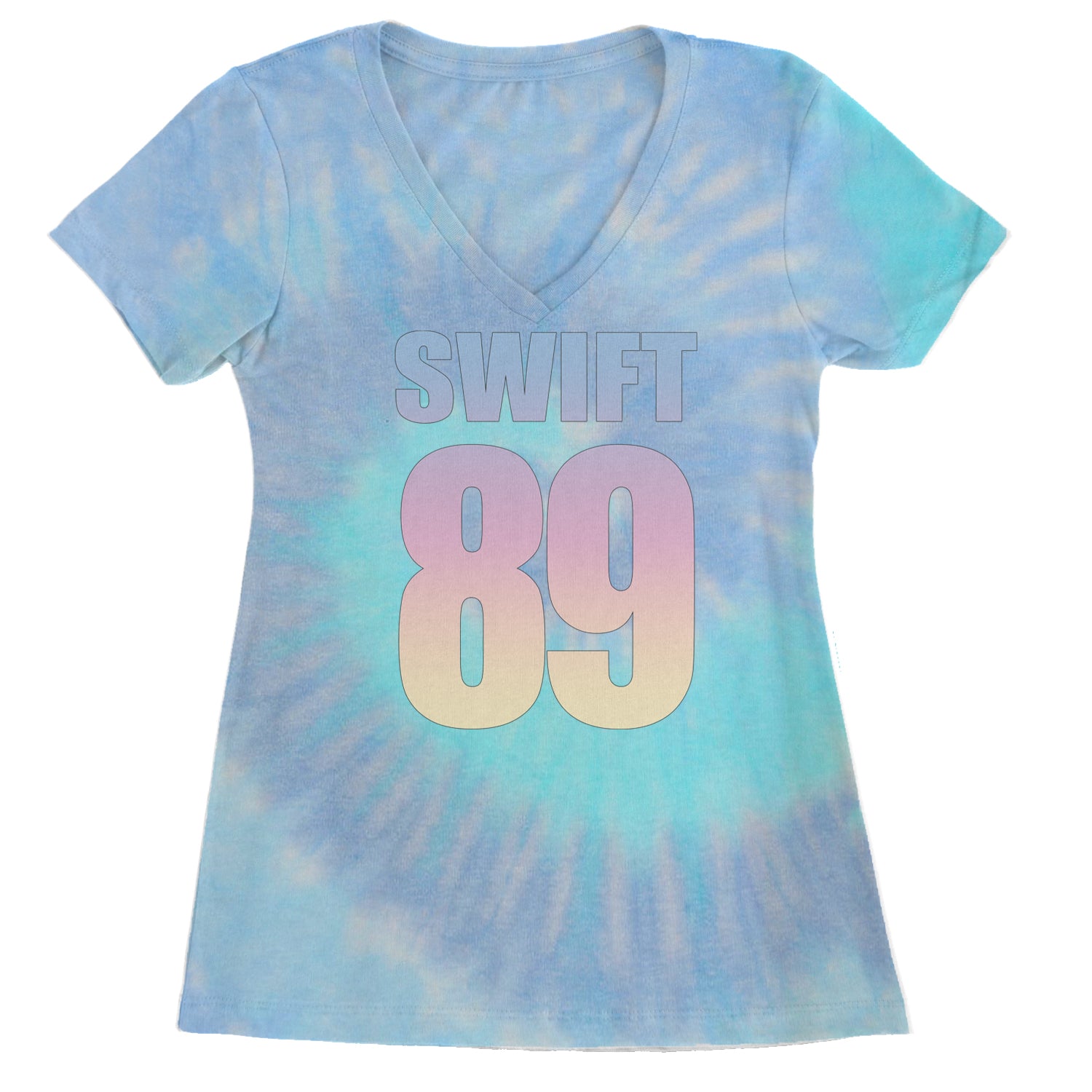 Lover Era Swift 89 Birth Year Music Fan TTPD Ladies V-Neck T-shirt Blue Clouds