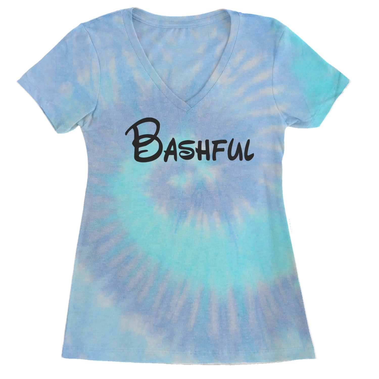 Bashful - 7 Dwarfs Costume Ladies V-Neck T-shirt Blue Clouds