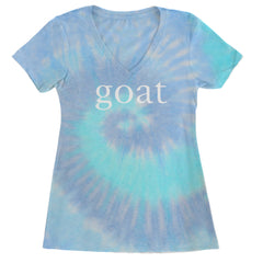 GOAT - Greatest Of All Time  Ladies V-Neck T-shirt Blue Clouds