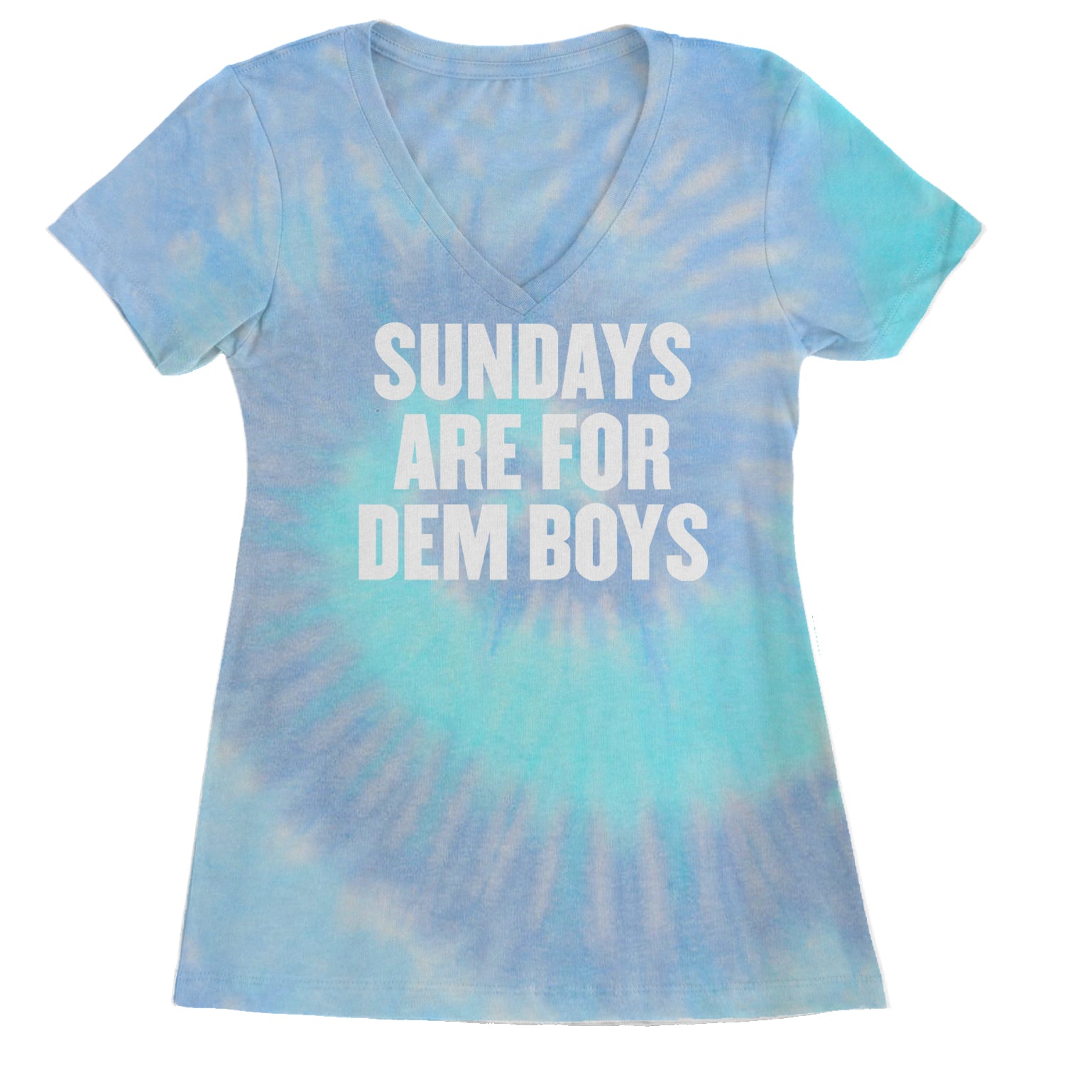 Sundays Are For Dem Boys Ladies V-Neck T-shirt Blue Clouds