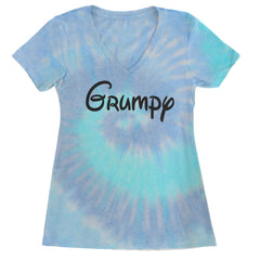 Grumpy - 7 Dwarfs Costume Ladies V-Neck T-shirt Blue Clouds