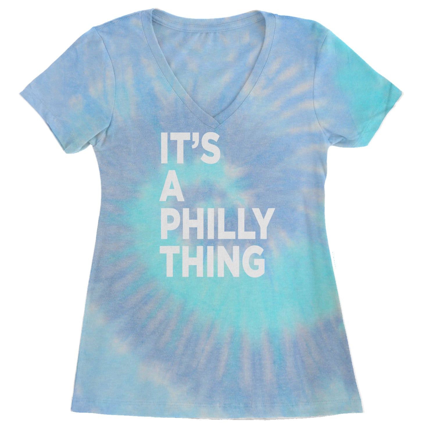 PHILLY It's A Philly Thing Ladies V-Neck T-shirt Blue Clouds