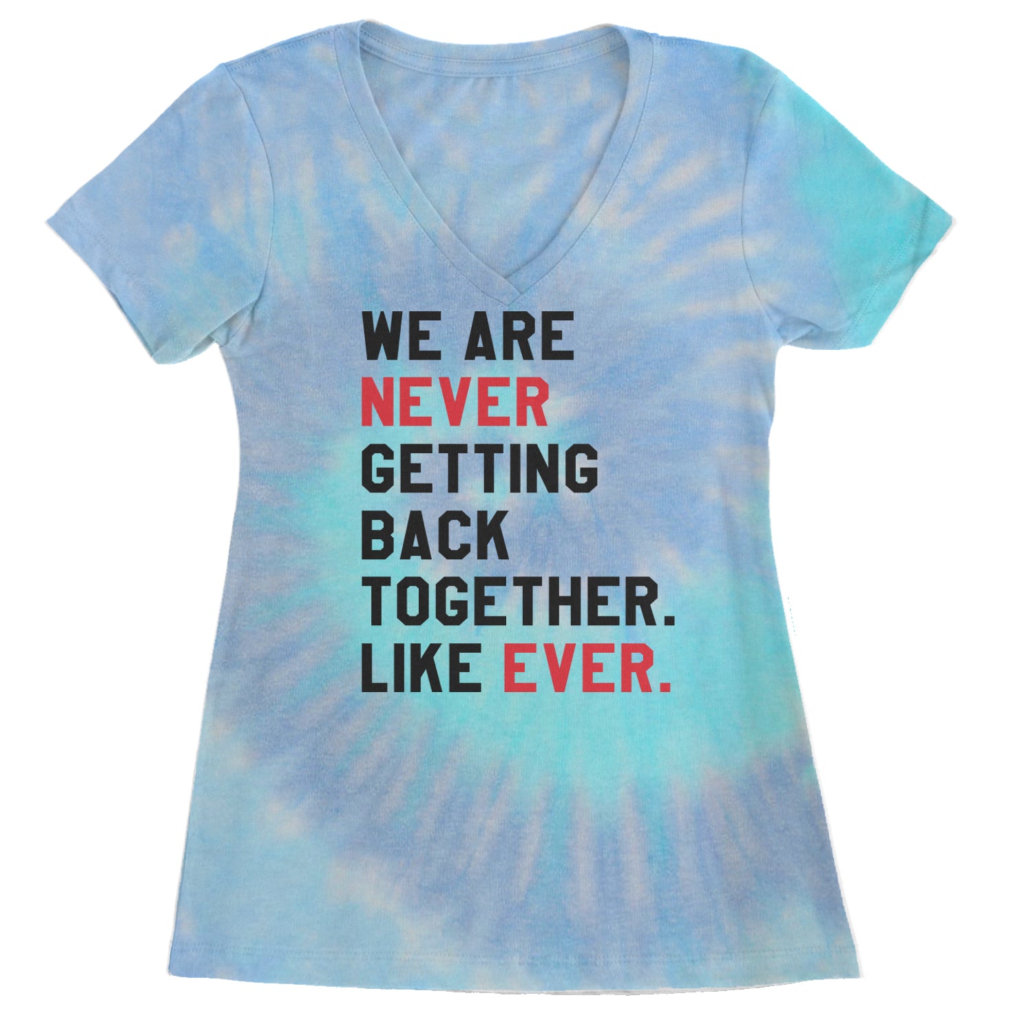 We Are Never Getting Back Together TTPD Eras Outfit Ladies V-Neck T-shirt Blue Clouds