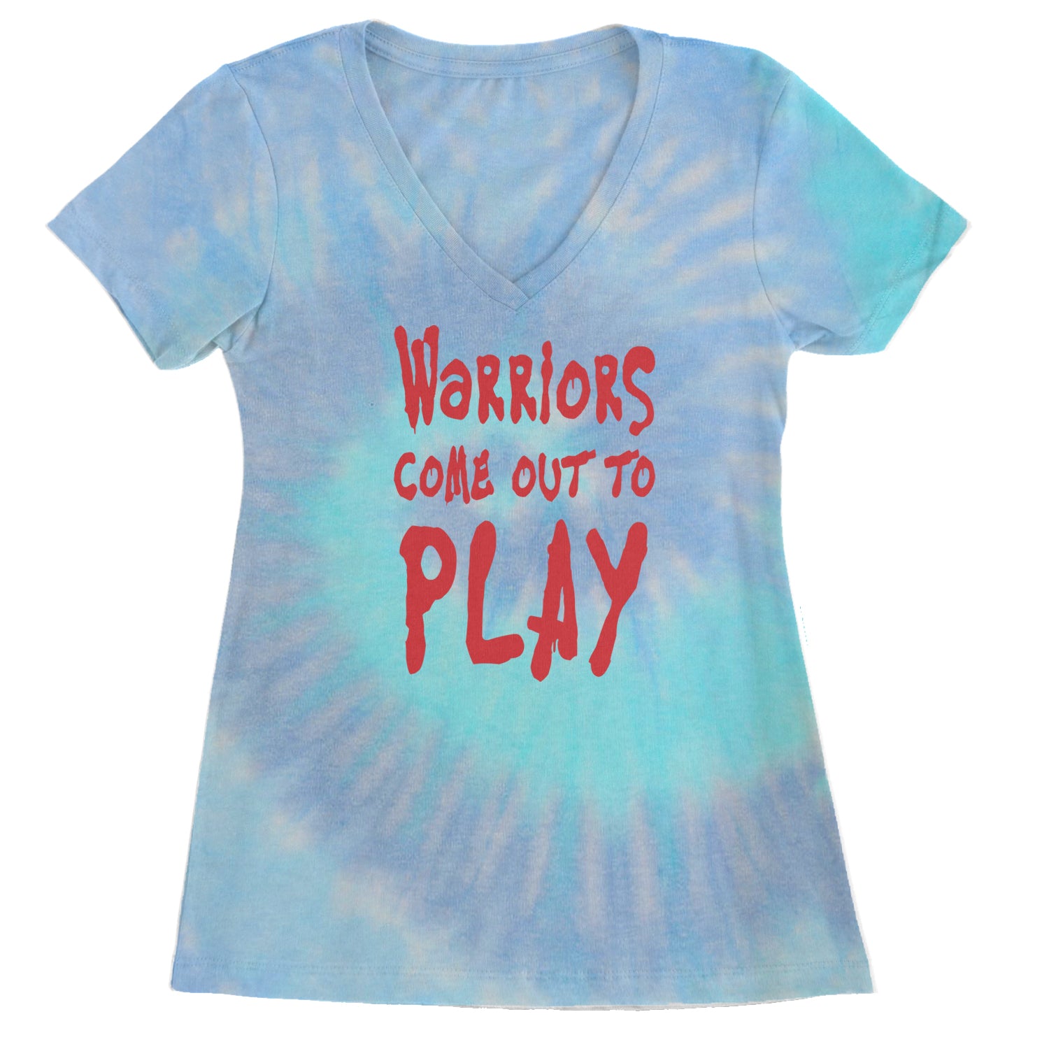 Warriors Come Out To Play  Ladies V-Neck T-shirt Blue Clouds