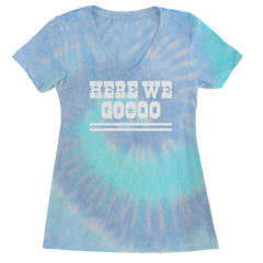 Here We Go Dem Boys Dallas Football Ladies V-Neck T-shirt Blue Clouds