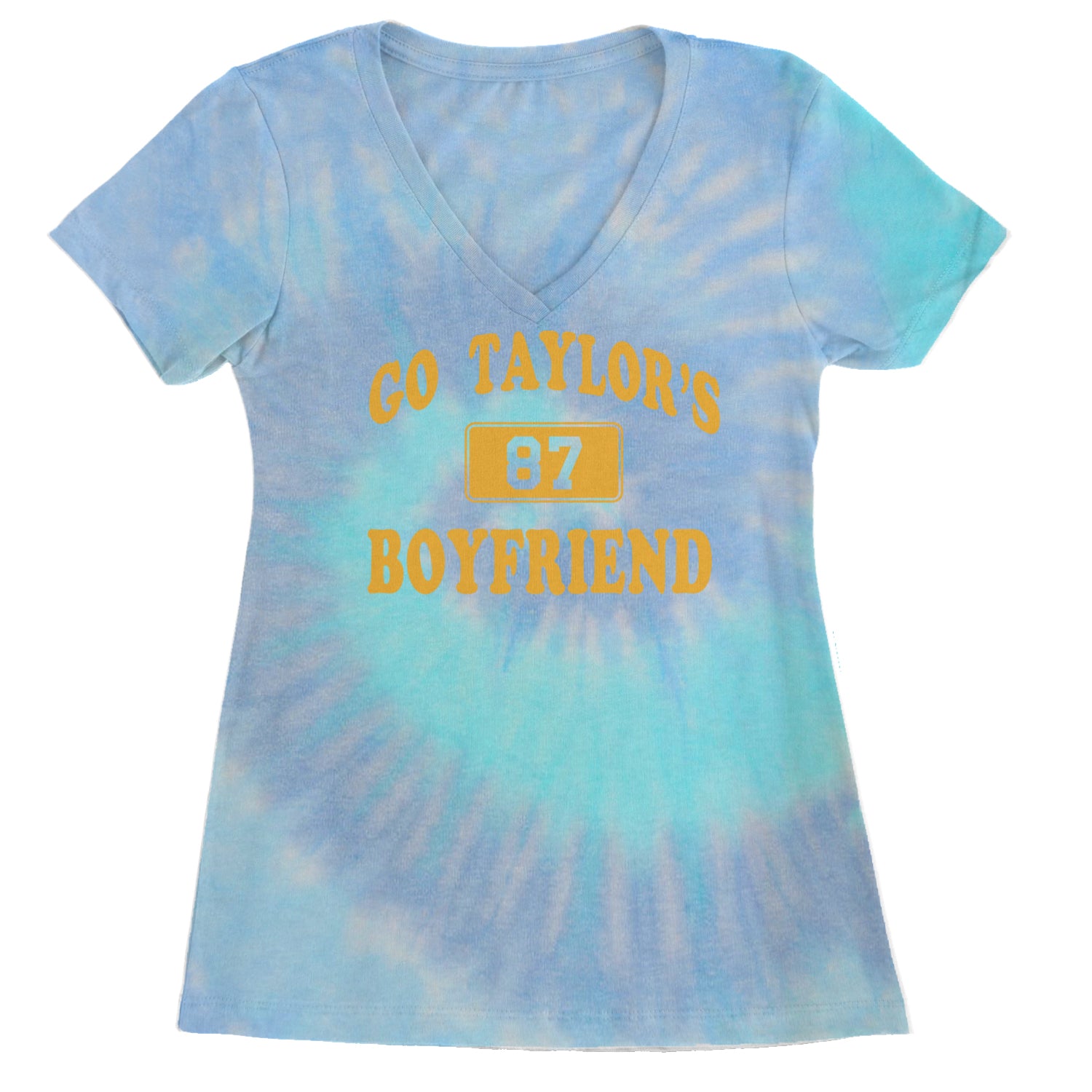 Go Taylor's Boyfriend Kansas City Ladies V-Neck T-shirt Blue Clouds