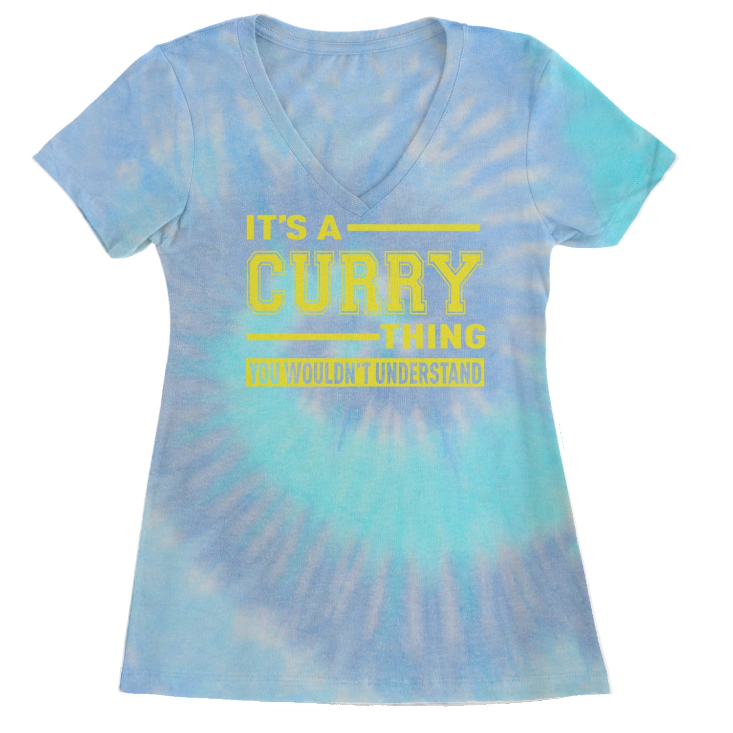 It's A Curry Thing, You Wouldn't Understand Basketball Ladies V-Neck T-shirt Blue Clouds