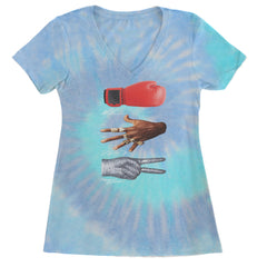 Tyson Jordan Jackson Iconic Michaels Ladies V-Neck T-shirt Blue Clouds