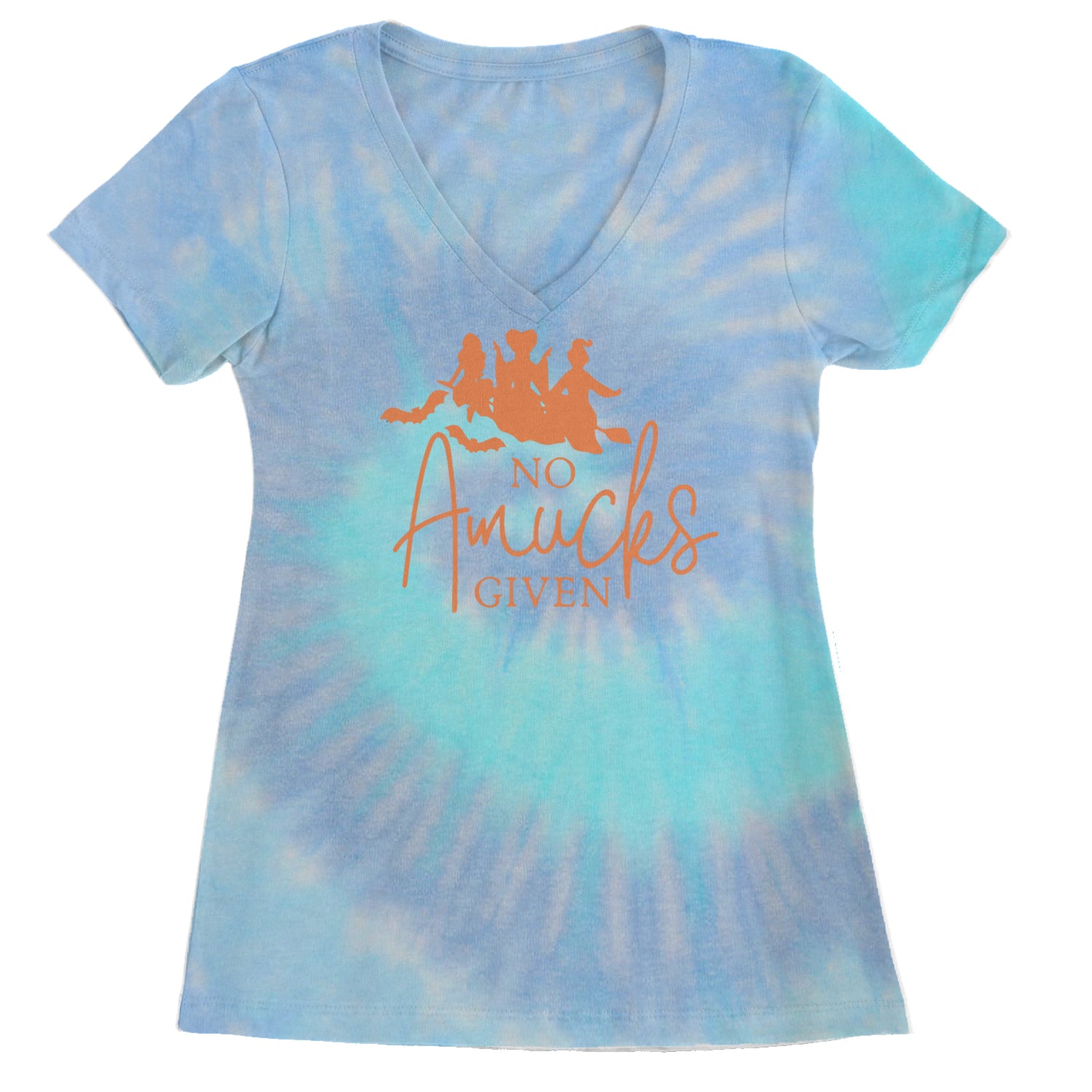 No Amucks Given Hocus Pocus Ladies V-Neck T-shirt Blue Clouds