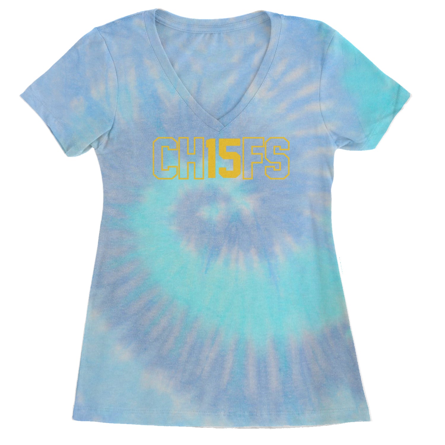 Ch15fs Chief 15 Shirt Ladies V-Neck T-shirt Blue Clouds